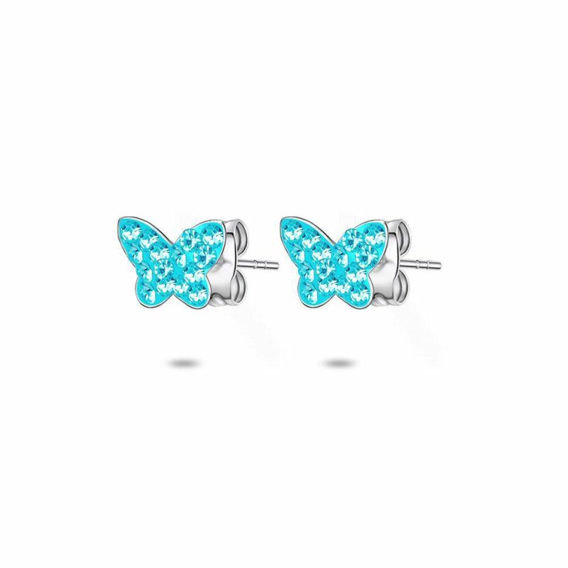 Boucles D’oreilles | Boucles D’Oreilles en Argent, Papillon Bleu Ciel Bleu ciel – Enfants Bijoux Bleu ciel