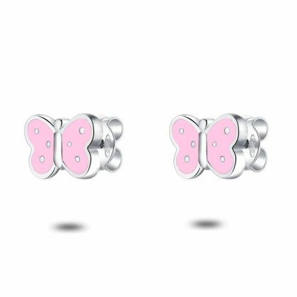 Boucles D’oreilles | Boucles D’Oreilles en Argent, Papillon Rose – Enfants Bijoux Boucles D'oreilles