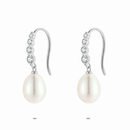 Boucles D’oreilles | Boucles D’Oreilles en Argent, Perle, Crochet Avec Pierres Blanc – Femmes Bijoux Blanc