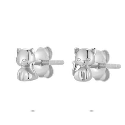 Boucles D’oreilles | Boucles D’Oreilles en Argent, Petit Chat Pas de couleur – Enfants Bijoux Boucles D'oreilles