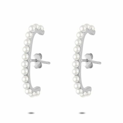 Boucles D’oreilles | Boucles D’Oreilles en Argent, Petites Perles Blanc – Femmes Bijoux Blanc