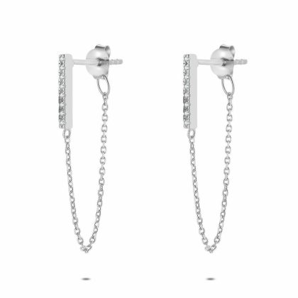 Boucles D’oreilles | Boucles D’Oreilles en Argent, Pierres Blanches Blanc – Femmes Bijoux Blanc