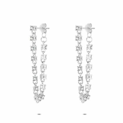 Boucles D’oreilles | Boucles D’Oreilles en Argent, Pierres en Boucle Blanc – Femmes Bijoux Blanc