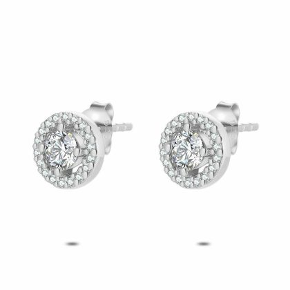 Boucles D’oreilles | Boucles D’Oreilles en Argent, Pierres Rondes Blanc – Femmes Bijoux Blanc