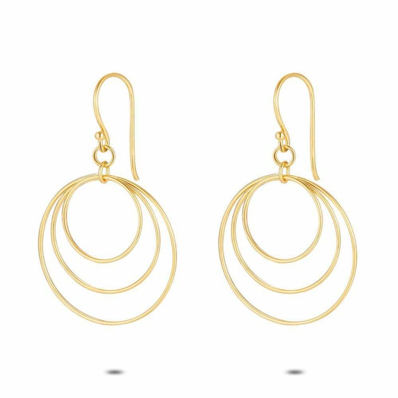 Boucles D’oreilles | Boucles D’Oreilles en Argent Plaqué Or 18Ct, 3 Cercles Pas de couleur – Femmes Bijoux Boucles D'oreilles