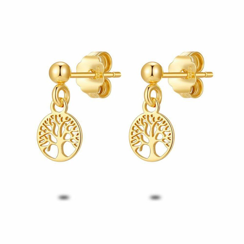 Boucles D’oreilles | Boucles D’Oreilles en Argent Plaqué Or 18Ct, Arbre de Vie Pas de couleur – Enfants Bijoux Boucles D'oreilles