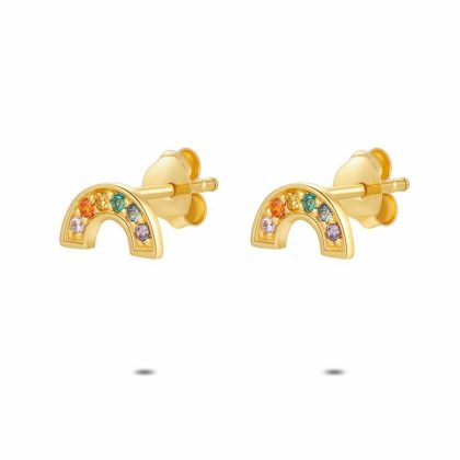 Boucles D’oreilles | Boucles D’Oreilles en Argent Plaqué Or 18Ct, Arc en Ciel Multi – Enfants Bijoux Boucles D'oreilles