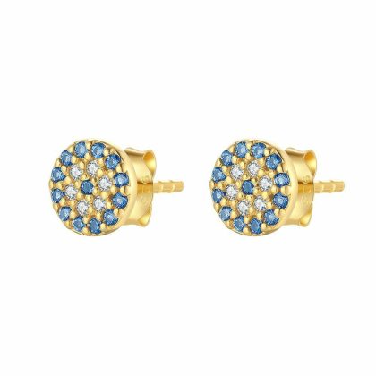 Boucles D’oreilles | Boucles D’Oreilles en Argent Plaqué Or 18Ct, Bleu et Blanc Multi – Enfants/Femmes Bijoux Boucles D'oreilles