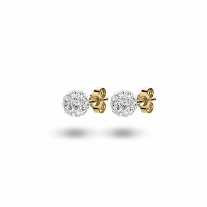 Boucles D’oreilles | Boucles D’Oreilles en Argent Plaqué Or 18Ct, Boule, Cristaux Blanc – Femmes Bijoux Blanc