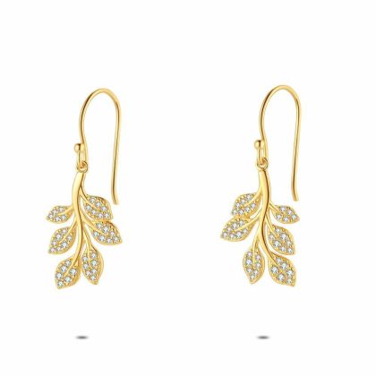 Boucles D’oreilles | Boucles D’Oreilles en Argent Plaqué Or 18Ct, Branche Blanc – Femmes Bijoux Blanc