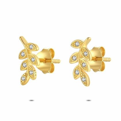 Boucles D’oreilles | Boucles D’Oreilles en Argent Plaqué Or 18Ct, Branche Blanc – Femmes Bijoux Blanc