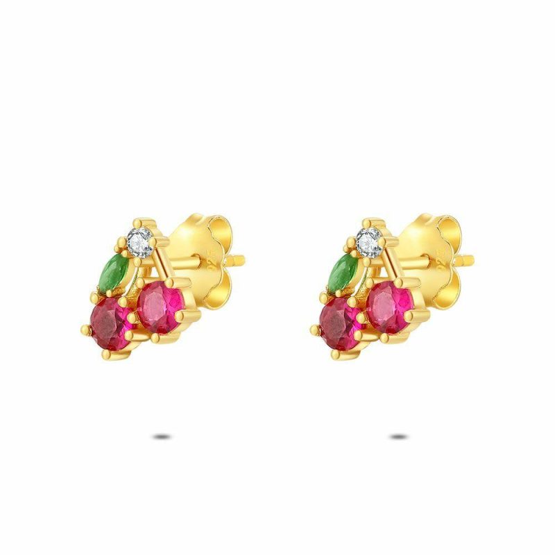 Boucles D’oreilles | Boucles D’Oreilles en Argent Plaqué Or 18Ct, Cérises Multi – Enfants/Femmes Bijoux Boucles D'oreilles