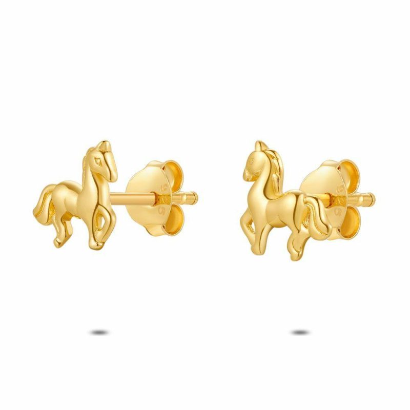 Boucles D’oreilles | Boucles D’Oreilles en Argent Plaqué Or 18Ct, Cheval Pas de couleur – Enfants Bijoux Boucles D'oreilles