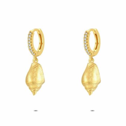 Boucles D’oreilles | Boucles D’Oreilles en Argent Plaqué Or 18Ct, Coquillage Blanc – Femmes Bijoux Blanc