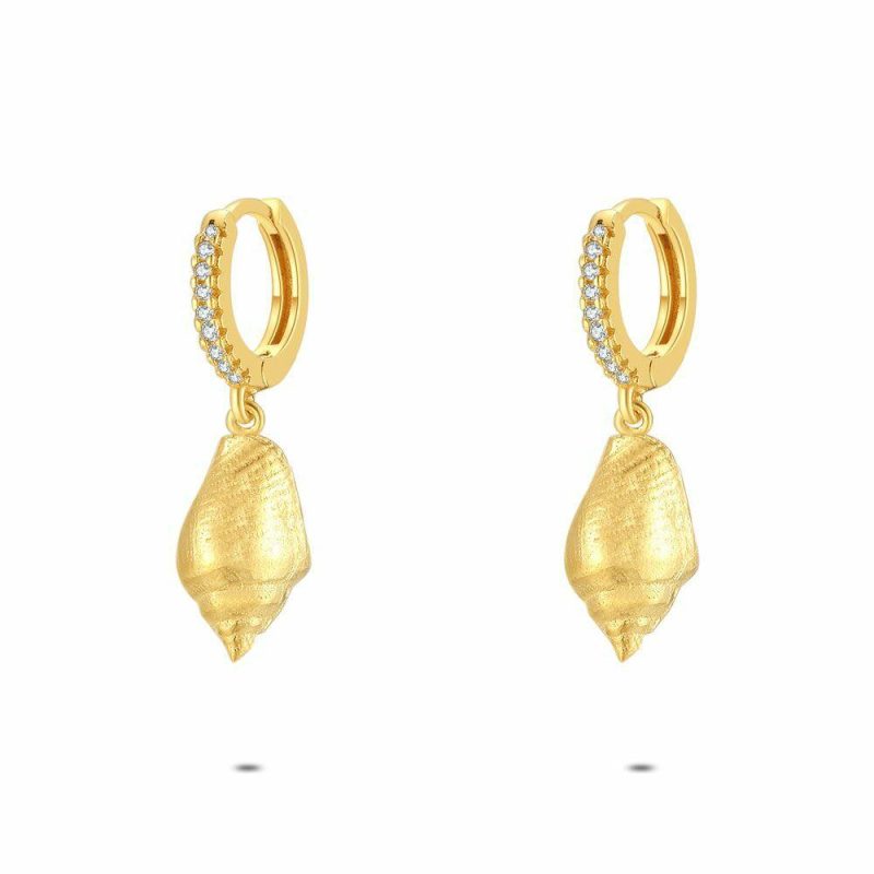 Boucles D’oreilles | Boucles D’Oreilles en Argent Plaqué Or 18Ct, Coquillage Blanc – Femmes Bijoux Blanc