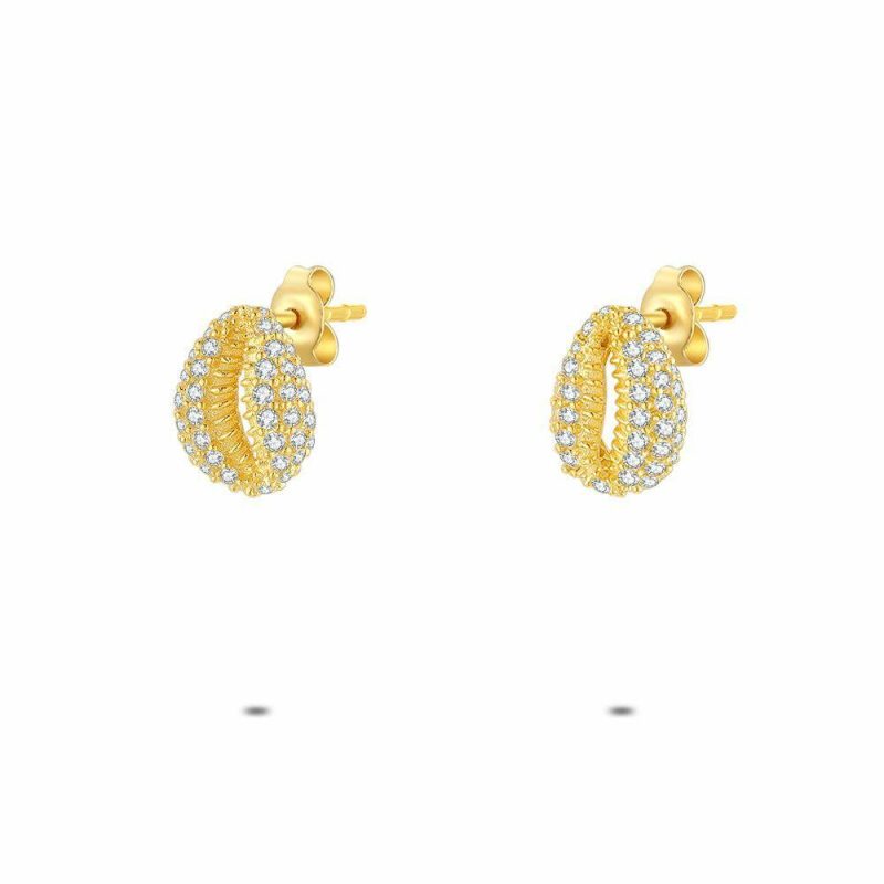 Boucles D’oreilles | Boucles D’Oreilles en Argent Plaqué Or 18Ct, Coquillage Blanc – Femmes Bijoux Blanc