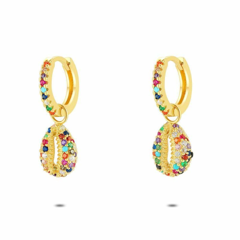 Boucles D’oreilles | Boucles D’Oreilles en Argent Plaqué Or 18Ct, Coquillage, Multi Couleur Multi – Femmes Bijoux Boucles D'oreilles