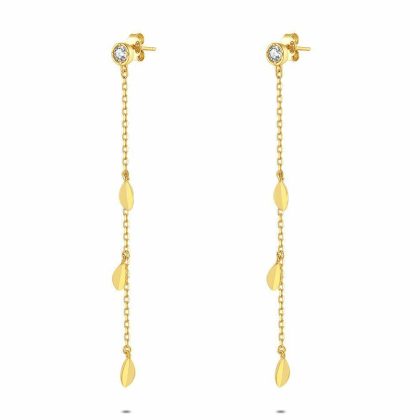 Boucles D’oreilles | Boucles D’Oreilles en Argent Plaqué Or 18Ct, Feuilles Blanc – Femmes Bijoux Blanc