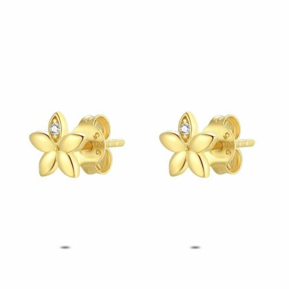 Boucles D’oreilles | Boucles D’Oreilles en Argent Plaqué Or 18Ct, Fleur Blanc – Enfants/Femmes Bijoux Blanc