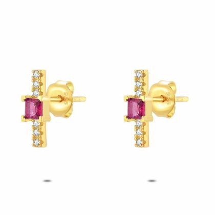 Boucles D’oreilles | Boucles D’Oreilles en Argent Plaqué Or 18Ct, Fuchsia et Blanc Rose – Femmes Bijoux Boucles D'oreilles