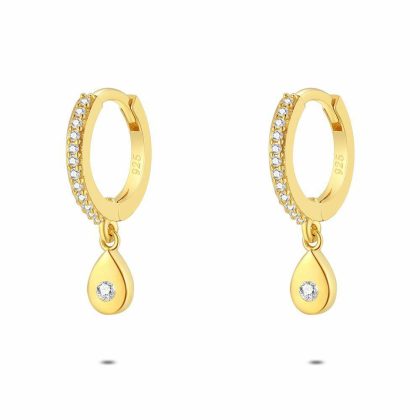 Boucles D’oreilles | Boucles D’Oreilles en Argent Plaqué Or 18Ct, Goutte Blanc – Femmes Bijoux Blanc