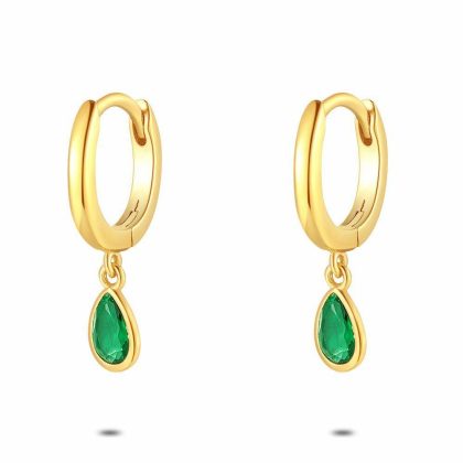 Boucles D’oreilles | Boucles D’Oreilles en Argent Plaqué Or 18Ct, Goutte Verte Vert – Femmes Bijoux Boucles D'oreilles