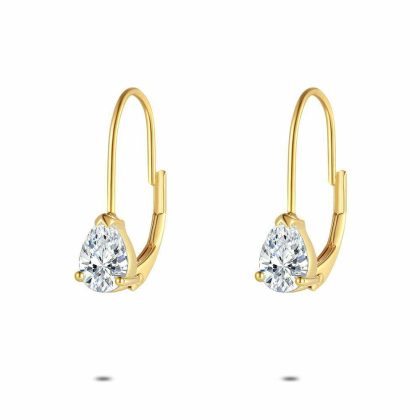 Boucles D’oreilles | Boucles D’Oreilles en Argent Plaqué Or 18Ct, Goutte Zirconia Blanc – Femmes Bijoux Blanc