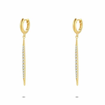 Boucles D’oreilles | Boucles D’Oreilles en Argent Plaqué Or 18Ct, Long Ellipse Blanc – Femmes Bijoux Blanc