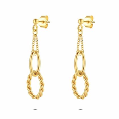 Boucles D’oreilles | Boucles D’Oreilles en Argent Plaqué Or 18Ct, Maillons Ovales Pas de couleur – Femmes Bijoux Boucles D'oreilles