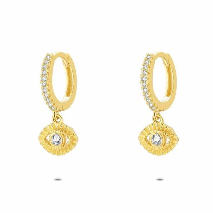 Boucles D’oreilles | Boucles D’Oreilles en Argent Plaqué Or 18Ct, Oeuil Blanc – Femmes Bijoux Blanc