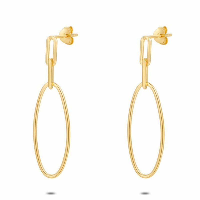 Boucles D’oreilles | Boucles D’Oreilles en Argent Plaqué Or 18Ct, Ovales Pas de couleur – Femmes Bijoux Boucles D'oreilles