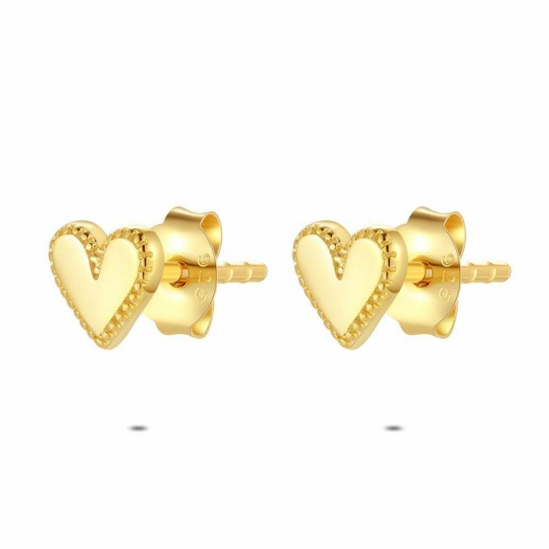 Boucles D’oreilles | Boucles D’Oreilles en Argent Plaqué Or 18Ct, Petit Coeur Goudkleur – Enfants/Femmes Bijoux Boucles D'oreilles