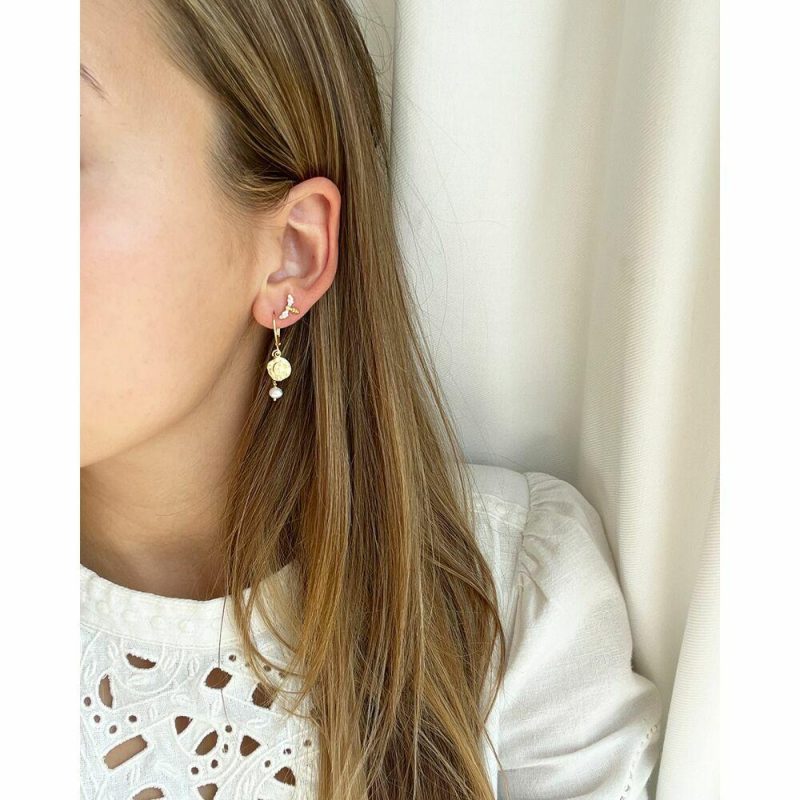 Boucles D’oreilles | Boucles D’Oreilles en Argent Plaqué Or 18Ct, Petite Abeille en Zircons Blanc – Enfants Bijoux Blanc