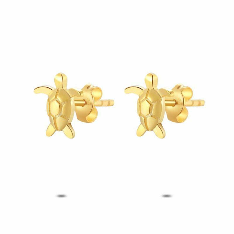 Boucles D’oreilles | Boucles D’Oreilles en Argent Plaqué Or 18Ct, Petite Tortue – Enfants/Femmes Bijoux Boucles D'oreilles