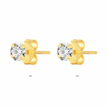 Boucles D’oreilles | Boucles D’Oreilles en Argent Plaqué Or 18Ct, Pierre Blanche Blanc – Femmes Bijoux Blanc