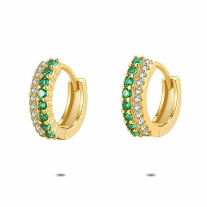 Boucles D’oreilles | Boucles D’Oreilles en Argent Plaqué Or 18Ct, Pierres Blanches et Vertes Vert – Femmes Bijoux Boucles D'oreilles