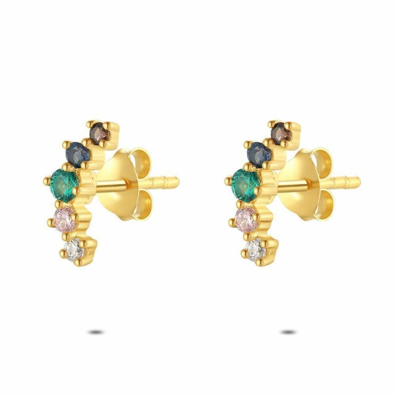 Boucles D’oreilles | Boucles D’Oreilles en Argent Plaqué Or 18Ct, Pierres Colorées Multi – Enfants/Femmes Bijoux Boucles D'oreilles