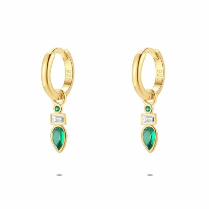 Boucles D’oreilles | Boucles D’Oreilles en Argent Plaqué Or 18Ct, Pierres Vertes et Blanches Vert – Femmes Bijoux Boucles D'oreilles