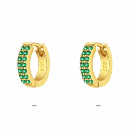 Boucles D’oreilles | Boucles D’Oreilles en Argent Plaqué Or 18Ct, Pierres Vertes Vert – Femmes Bijoux Boucles D'oreilles