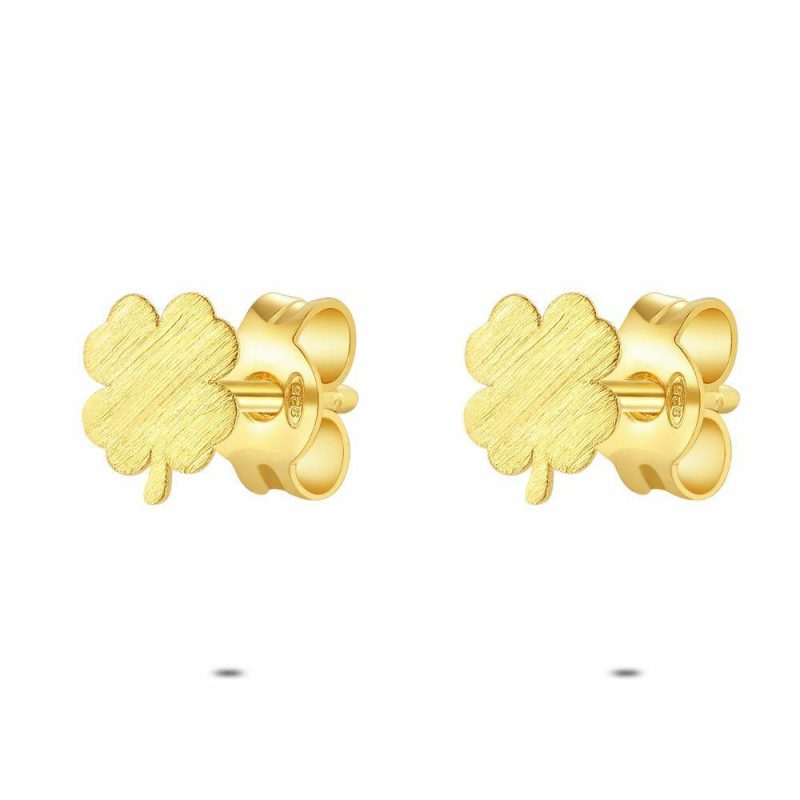 Boucles D’oreilles | Boucles D’Oreilles en Argent Plaqué Or 18Ct, Trèfle Pas de couleur – Enfants/Femmes Bijoux Boucles D'oreilles