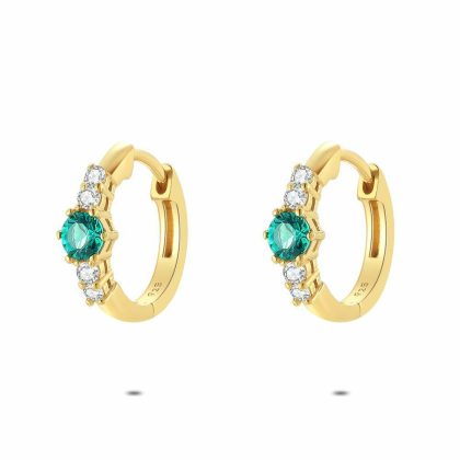 Boucles D’oreilles | Boucles D’Oreilles en Argent Plaqué Or 18Ct, Vert et Blanc Multi – Femmes Bijoux Boucles D'oreilles