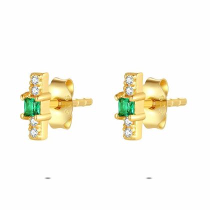 Boucles D’oreilles | Boucles D’Oreilles en Argent Plaqué Or 18Ct, Vert et Blanc Vert – Femmes Bijoux Boucles D'oreilles