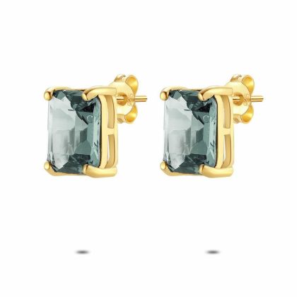 Boucles D’oreilles | Boucles D’Oreilles en Argent Plaqué Or 18Ct, Zirconia Gris Gris – Femmes Bijoux Boucles D'oreilles