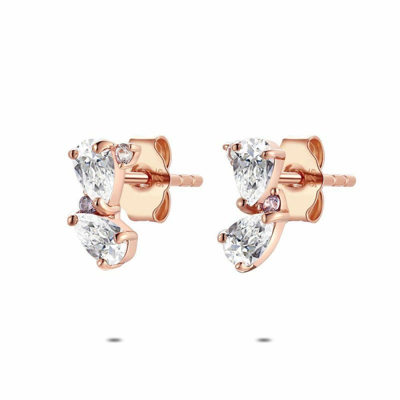 Boucles D’oreilles | Boucles D’Oreilles en Argent Rosé, Pierres Blanches, Mauve et Rose Rose – Femmes Bijoux Boucles D'oreilles