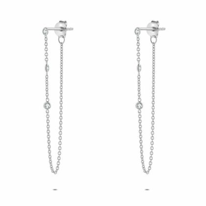 Boucles D’oreilles | Boucles D’Oreilles en Argentt, 3 Petites Pierres Blanc – Femmes Bijoux Blanc