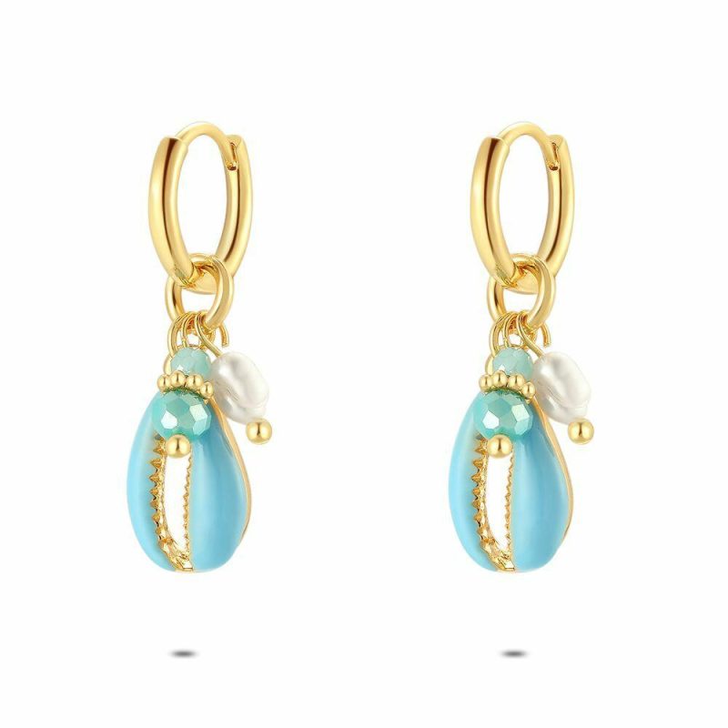 Boucles D’oreilles | Boucles D’Oreilles Haute Fantaisie, Coquillage Turquoise Turquoise – Femmes Bijoux Boucles D'oreilles