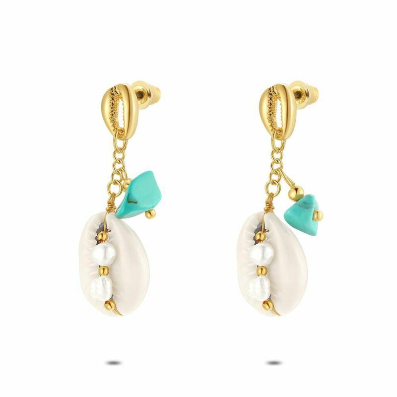 Boucles D’oreilles | Boucles D’Oreilles Haute Fantaisie, Coquillages Turquoise – Femmes Bijoux Boucles D'oreilles