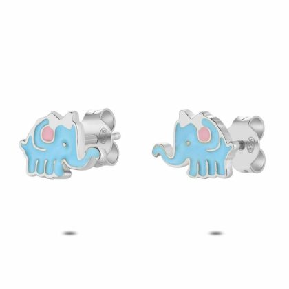 Boucles D’oreilles | Boucles D’Oreilles en Argent, Éléphant Bleu Bleu – Enfants Bijoux Bleu