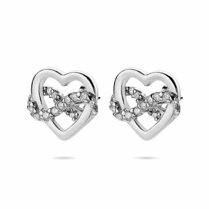 Boucles D’oreilles | Boucles D’Oreilles en Argent, Coeur et Infini en Zircon Blanc – Femmes Bijoux Blanc