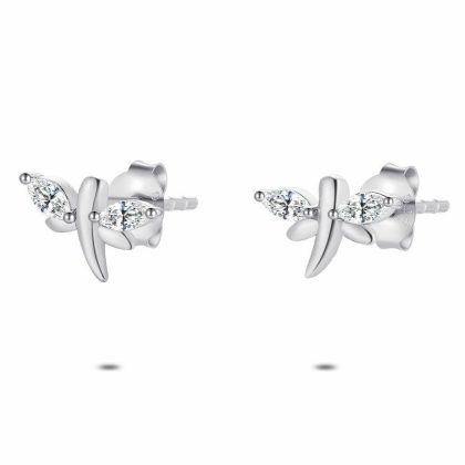 Boucles D’oreilles | Boucles D’Oreilles en Argent, Libellule, 2 Zircons Blanc – Femmes Bijoux Blanc